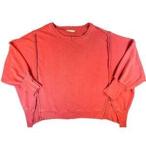 Free People We The Free XS Coral Oversized Sweatshirt Raw Seam Pullover